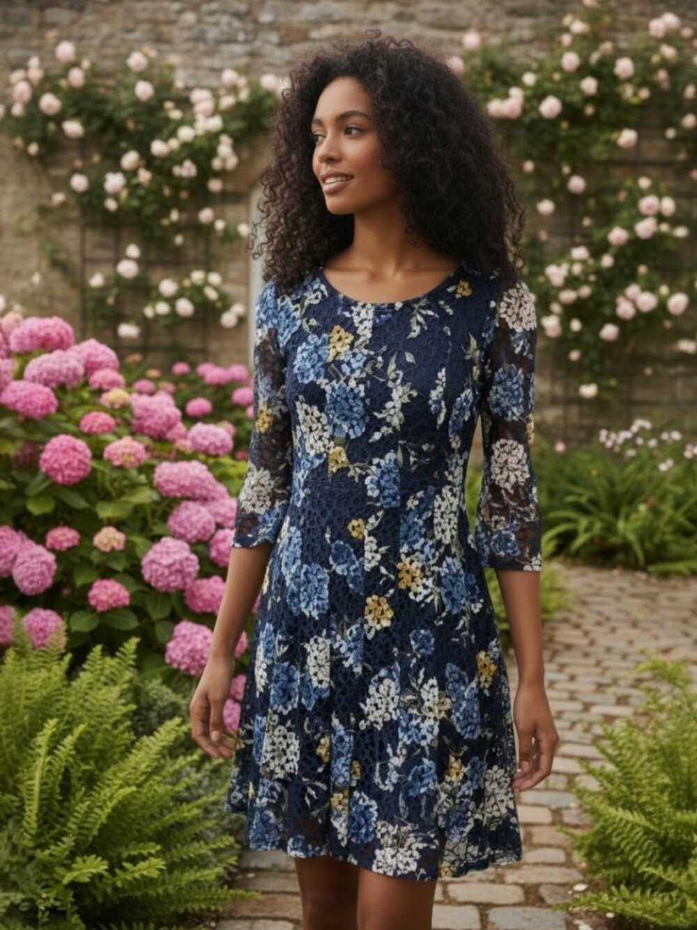 Chris McLaughlin Floral Lace Long Sleeve Dress Size 6